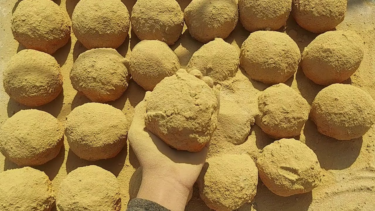 ASMR: 💛 Yellow 💛 Sand Balls Full Dusty Dry Floor Crumbling #satisfying #asmrvideo 🌪🥲📷💛