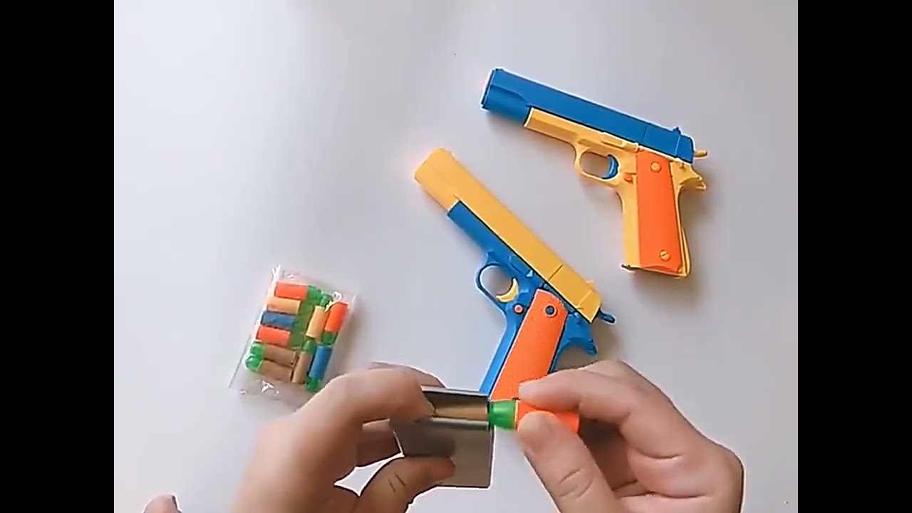 JY M1911 Kids Toy Gun Shooting Rubber Bullets