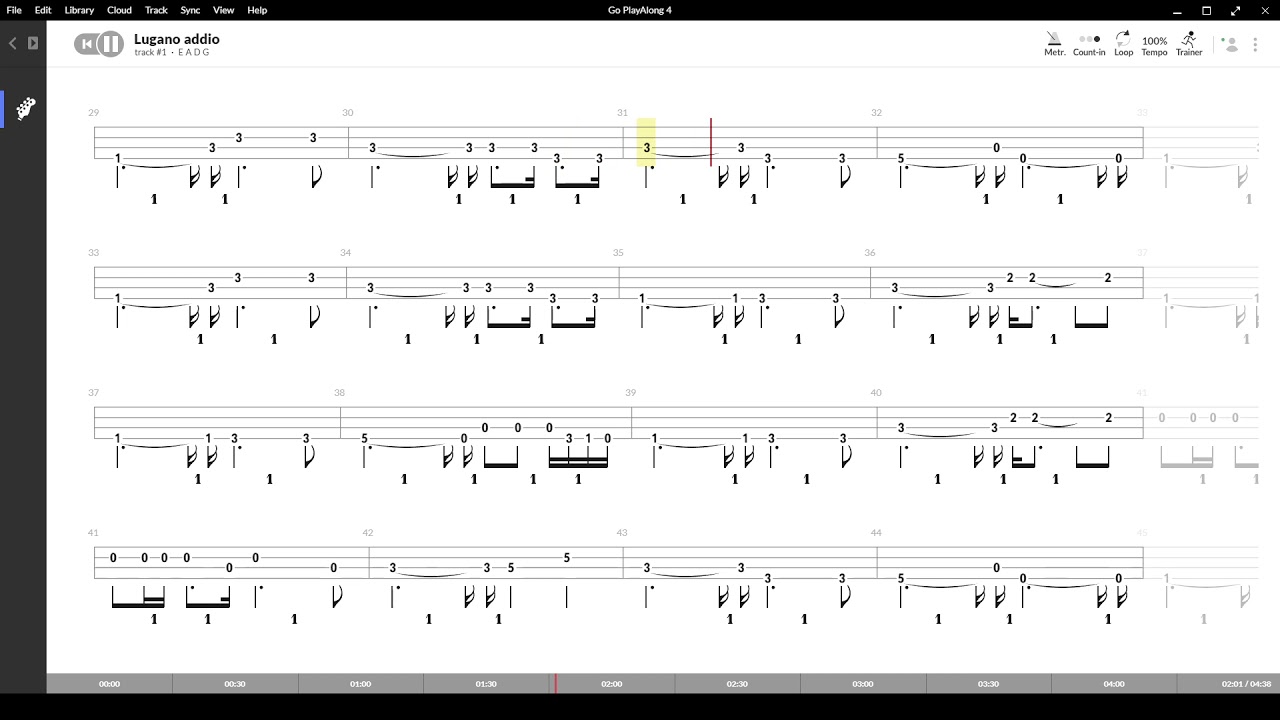 Lugano addio ( Ivan graziani ) ,Tablatura e base Senza Basso - Backing bass track-NO BASS