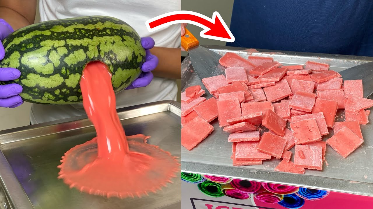 如何製作美味的西瓜牛奶炒冰！How to Make Delicious Watermelon Milk Fried Ice!
