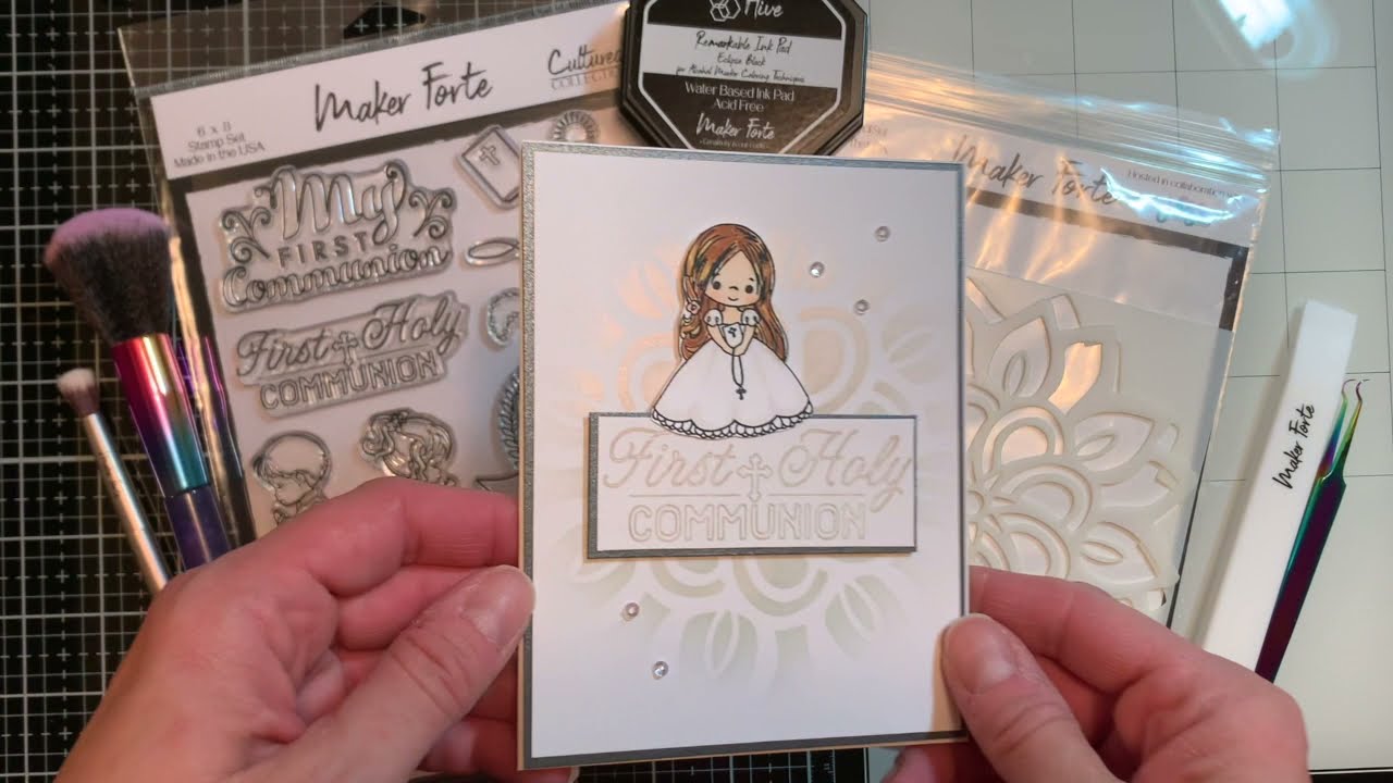 Handmade First Communion Card using Maker Forte