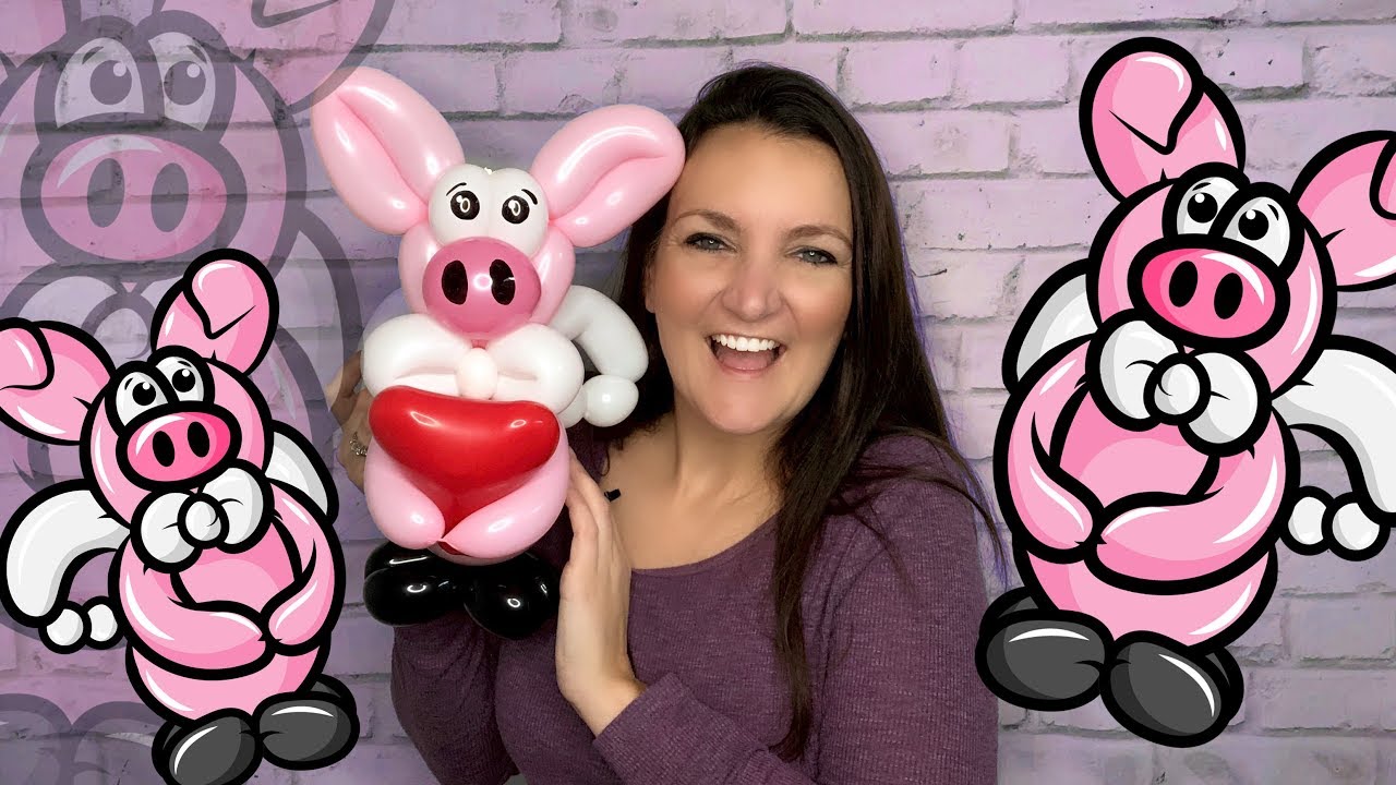 VALENTINE BALLOON PIG WITH WINGS Balloon Animal Tutorial - Learn Balloon Animals with Holly!