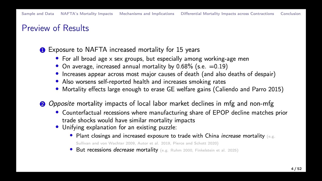 Amy Finkelstein: Trading Goods for Lives: The Effect of NAFTA on Mortality