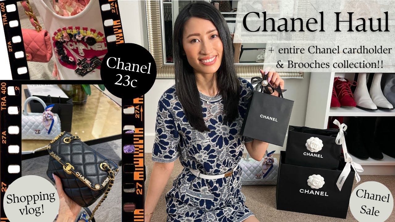 CHANEL HAUL 🎁 Chanel 23c Shopping & Unboxings | My Chanel Cardholder + Brooch Collection!