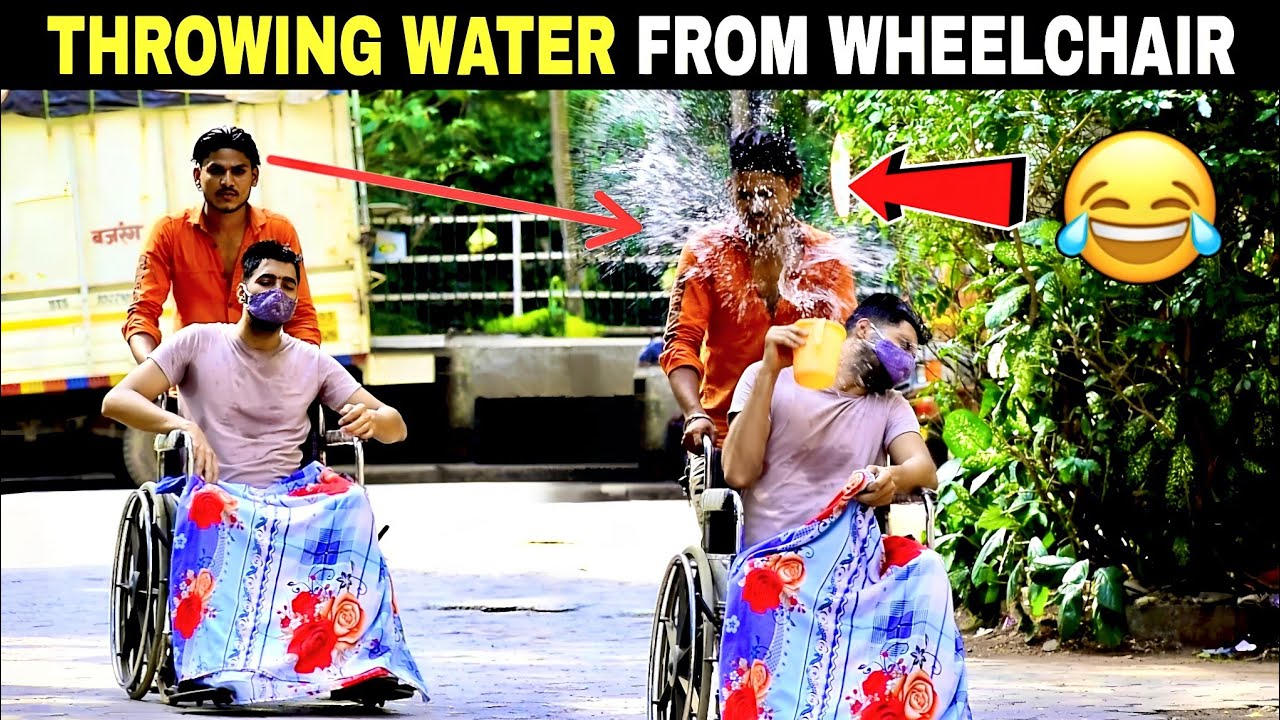 Throwing Water From Wheelchair Prank | Throwing Water Prank | Prakash Peswani Prank |