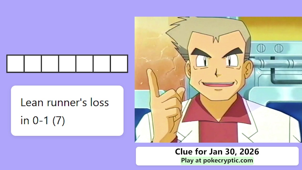 PokeCryptic Clue 30: Lean runner's loss in 0-1 (7)