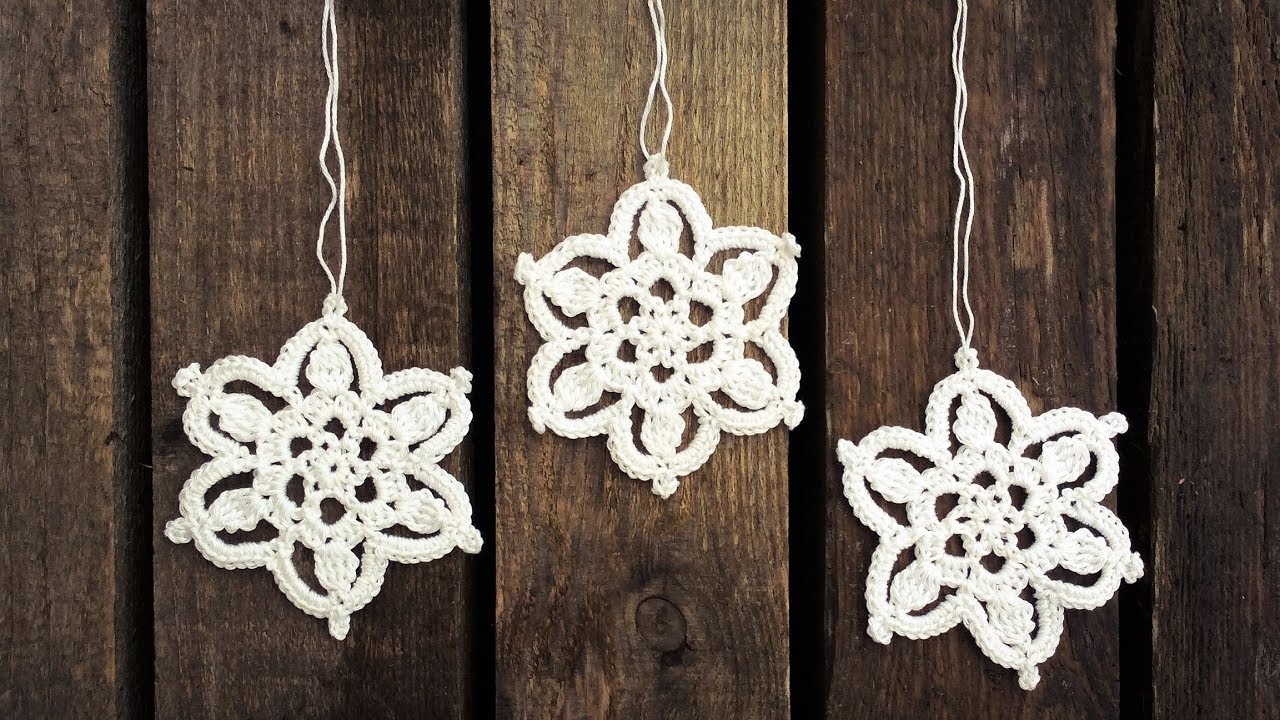 Crochet Pretty Snowflake Ornament Motif Tutorial