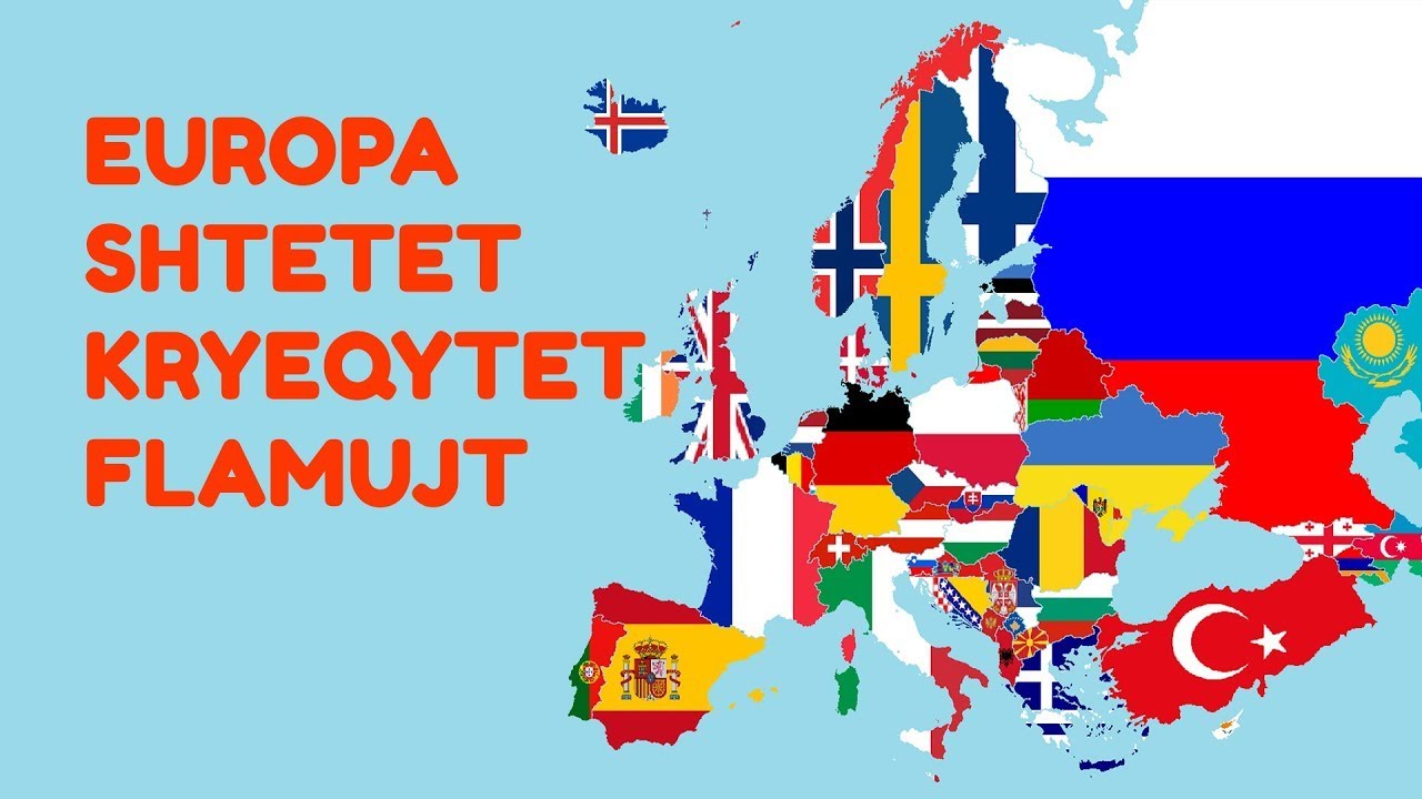 Harta e shteteve te europes, kryeqytet dhe flamujt