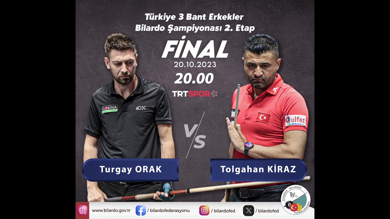 Turgay Orak - Tolgahan Kiraz | Türkiye 3 Cushion Billiard Championship 2023 2nd Stage Final