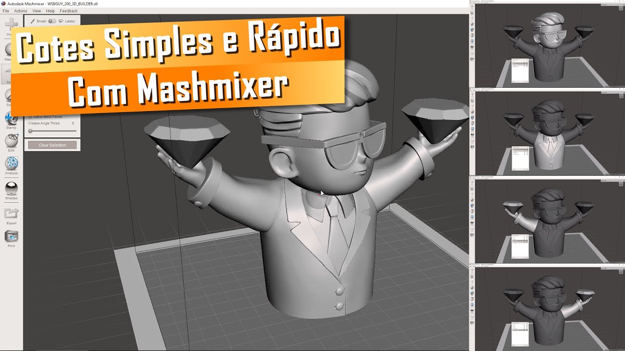 Meshmixer - Realizando Cortes em Modelos 3D | Como Fazer Recortes em Modelos 3D - STL | WS Maker