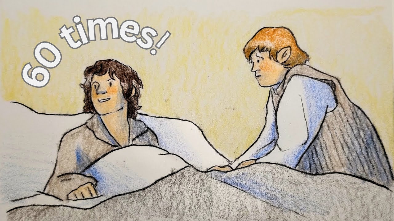 Drawing Sam and Frodo's hand holding moment for Flipbook of the Rings