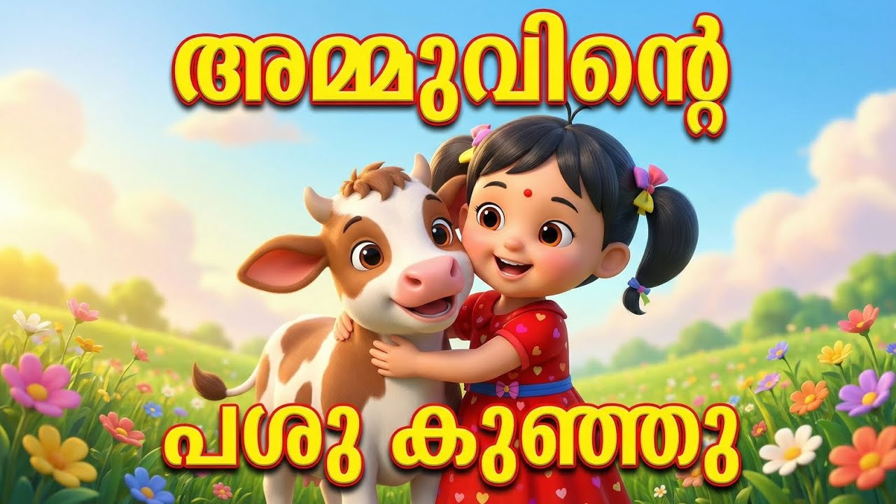 അമ്മുവിന്റെ പശു കുഞ്ഞു 🐄 | Malayalam Kids Nursery Rhymes | Fun Cartoon Song