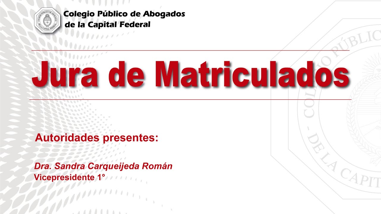 Jura de Matriculados (10/11/2021 - 13 hs.)