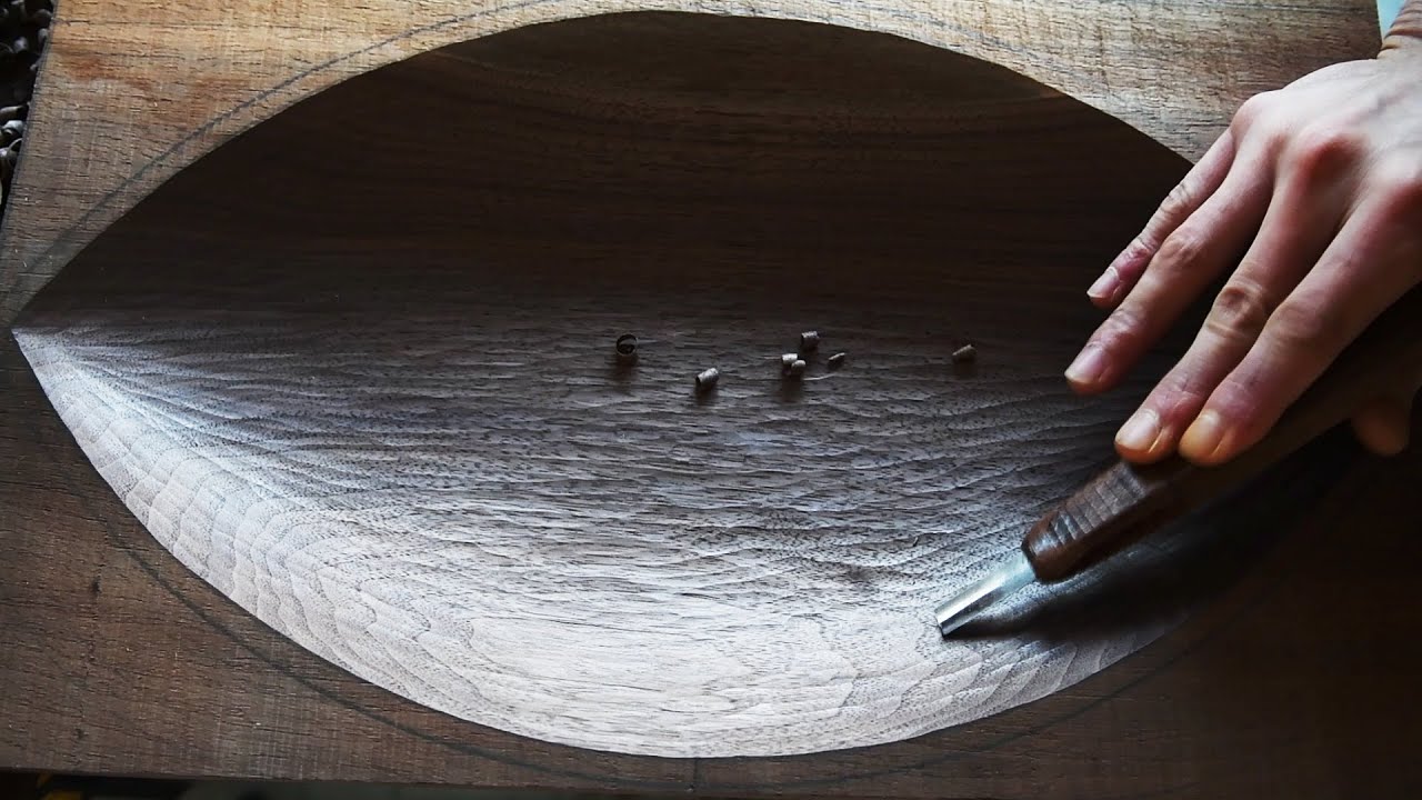 ON WOOD _  walnut bowl / Bowl carving with hand tools / almond-like wooden bowl