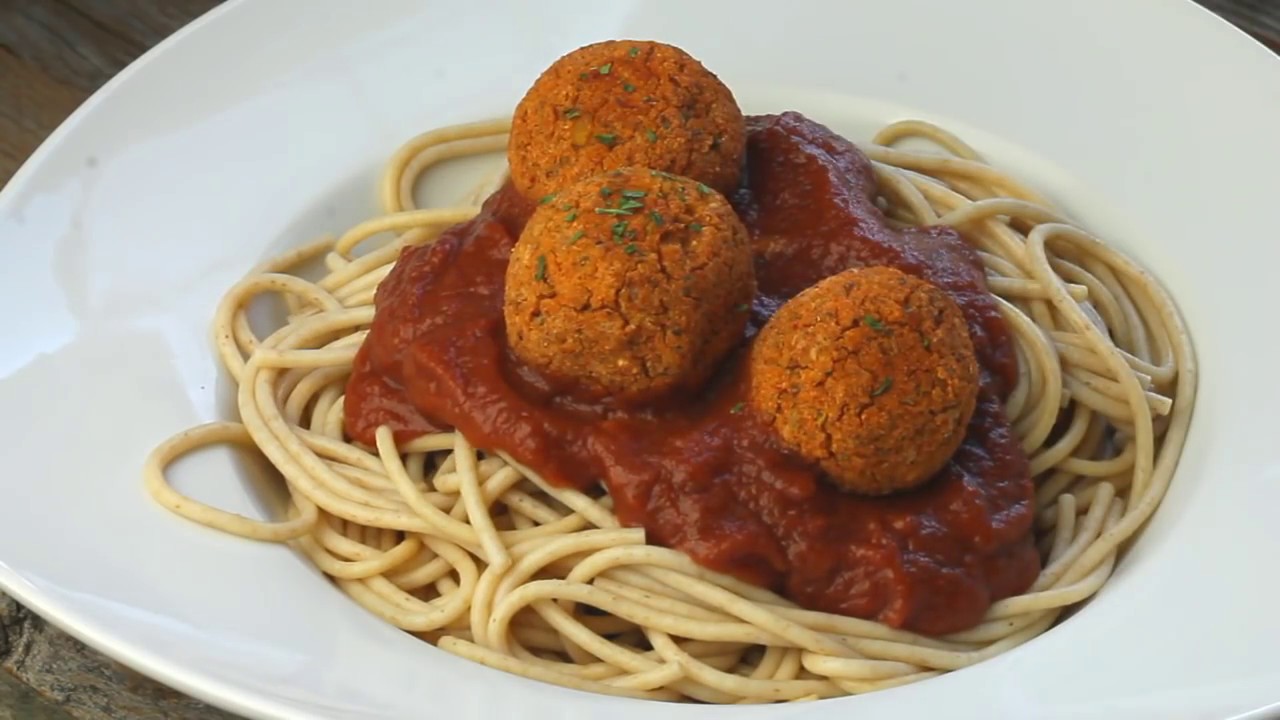 Vegan Italian Veggie Balls with Spaghetti and Sauce