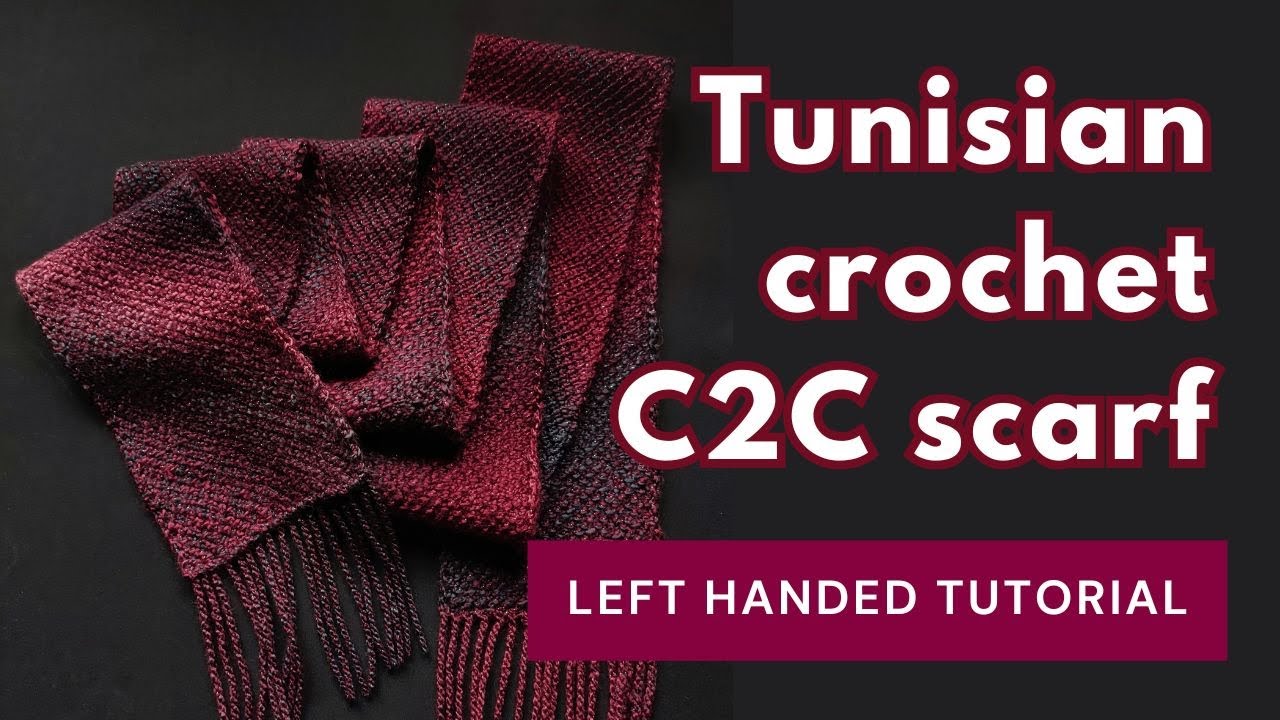 [Left-handed] Tunisian crochet scarf corner to corner