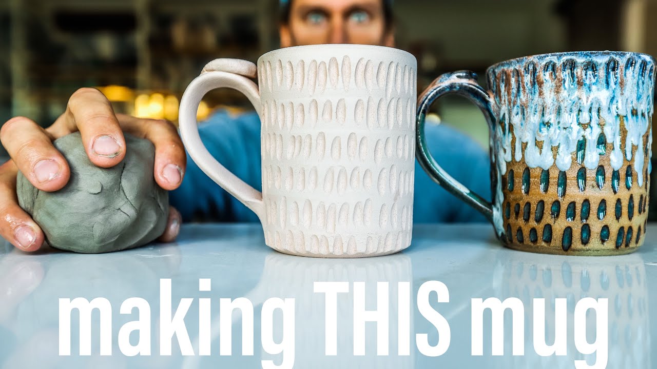 How to Make a Carved/Drippy Mug! - The Entire Pottery Process