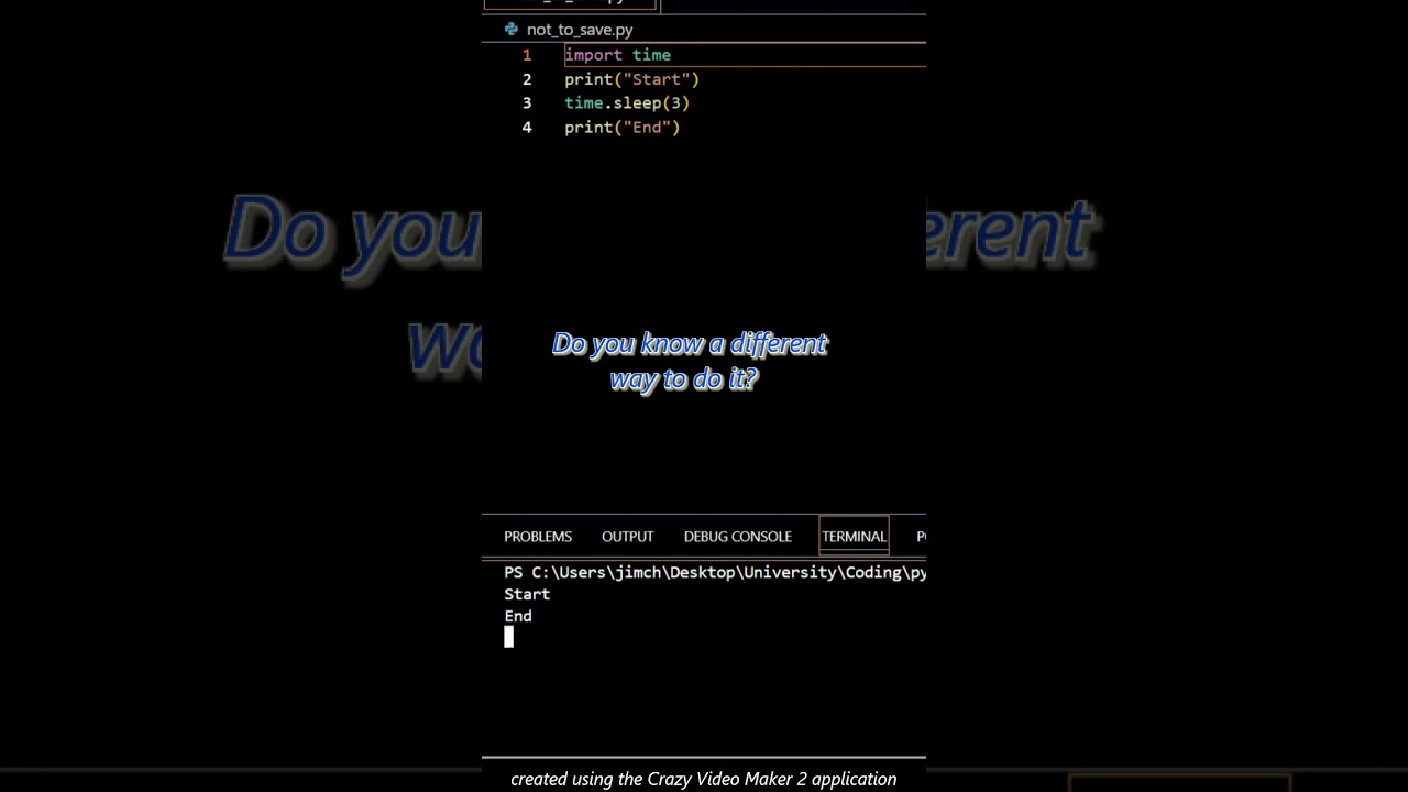 Python Sleep Timer (3 Seconds) #python #time #devtricks # shorts