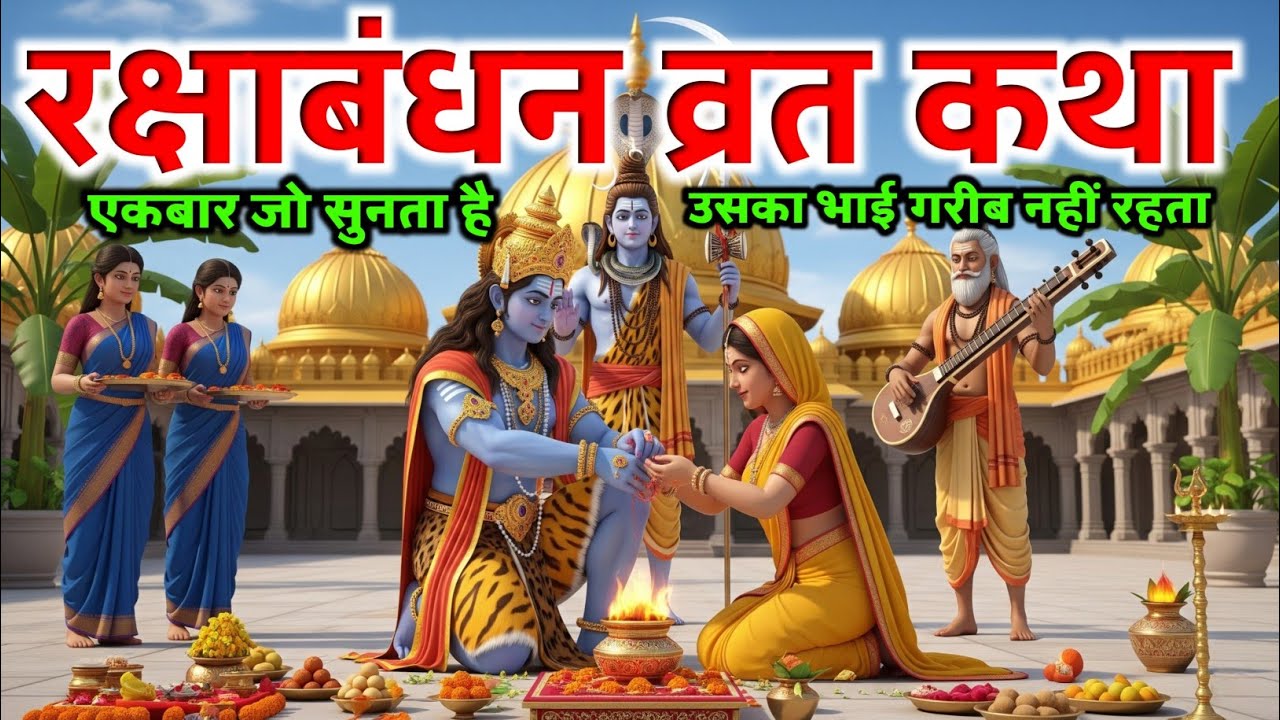 रक्षाबंधन व्रत कथा , एकबार जो सुनता है, उसका भाई कभी गरीब नहीं रहता || Raksha Bandhan vrt ktha 2025