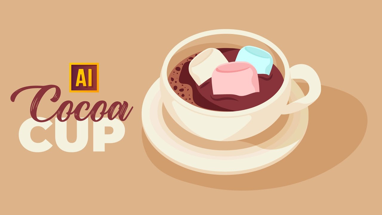 HOW TO DRAW A COCOA CUP WITH MARSHMALLOW IN ADOBE ILLUSTRATOR