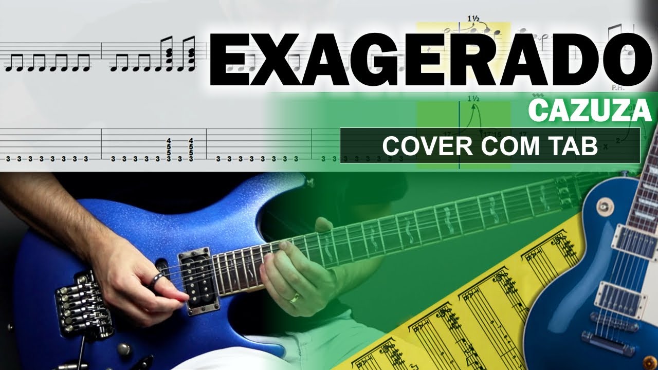 Exagerado 🔷 Guitarra Cover Tab | Solo Original | Backing Track com Vocal 🎸 CAZUZA
