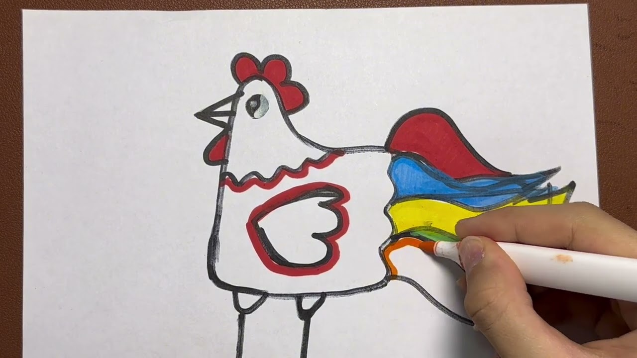Colorful Chicken Drawing | Easy & Relaxing Art for Beginners