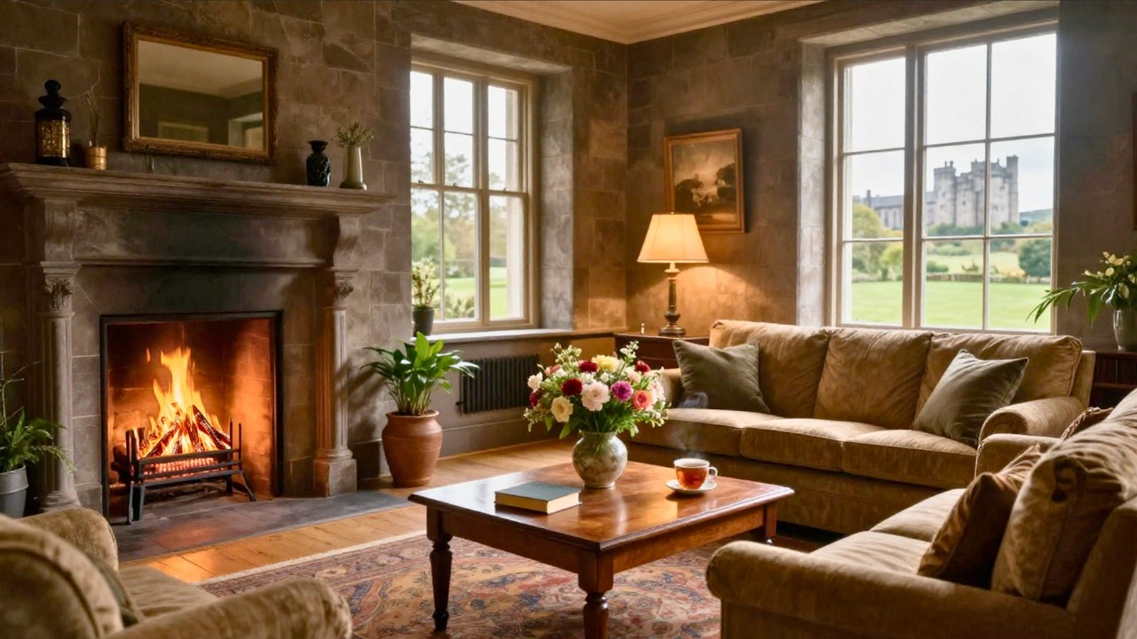 Fireplace ASMR in a Cozy Scottish Manor | Crackling Fire Sounds | No Music