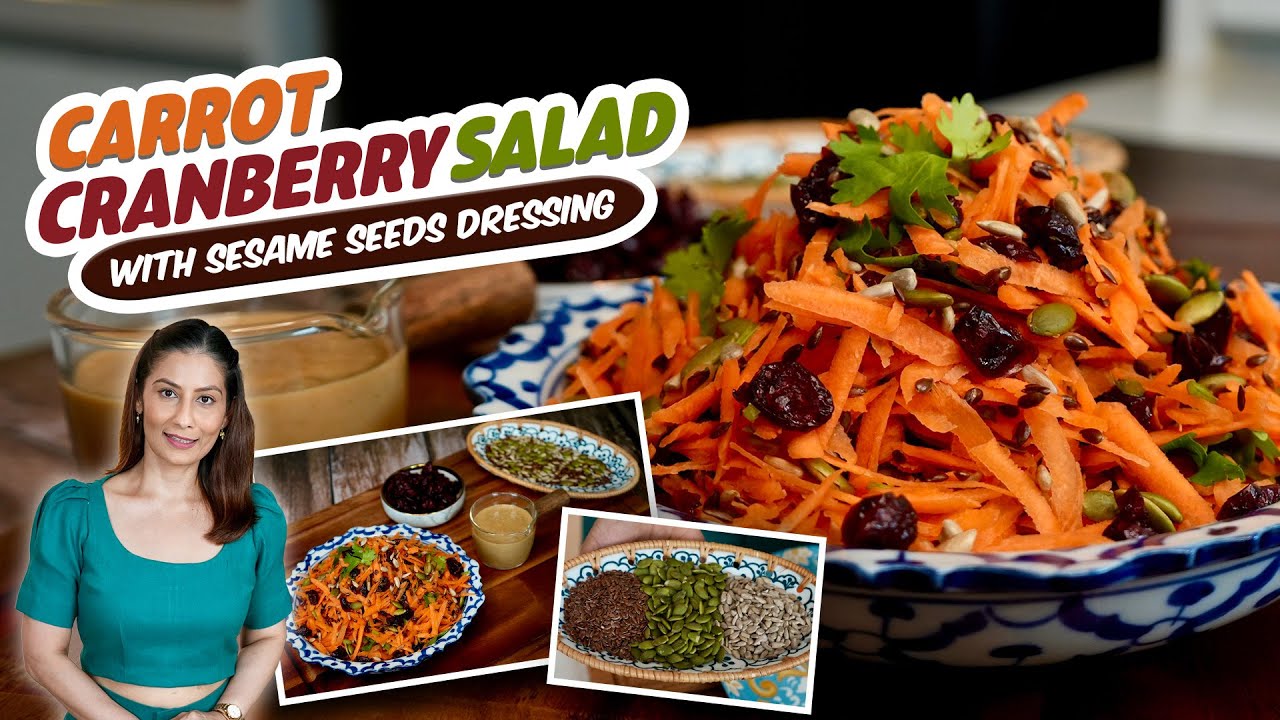 Carrot Cranberry Salad with Sesame Seeds Dressing | French Carrot Salad Recipe