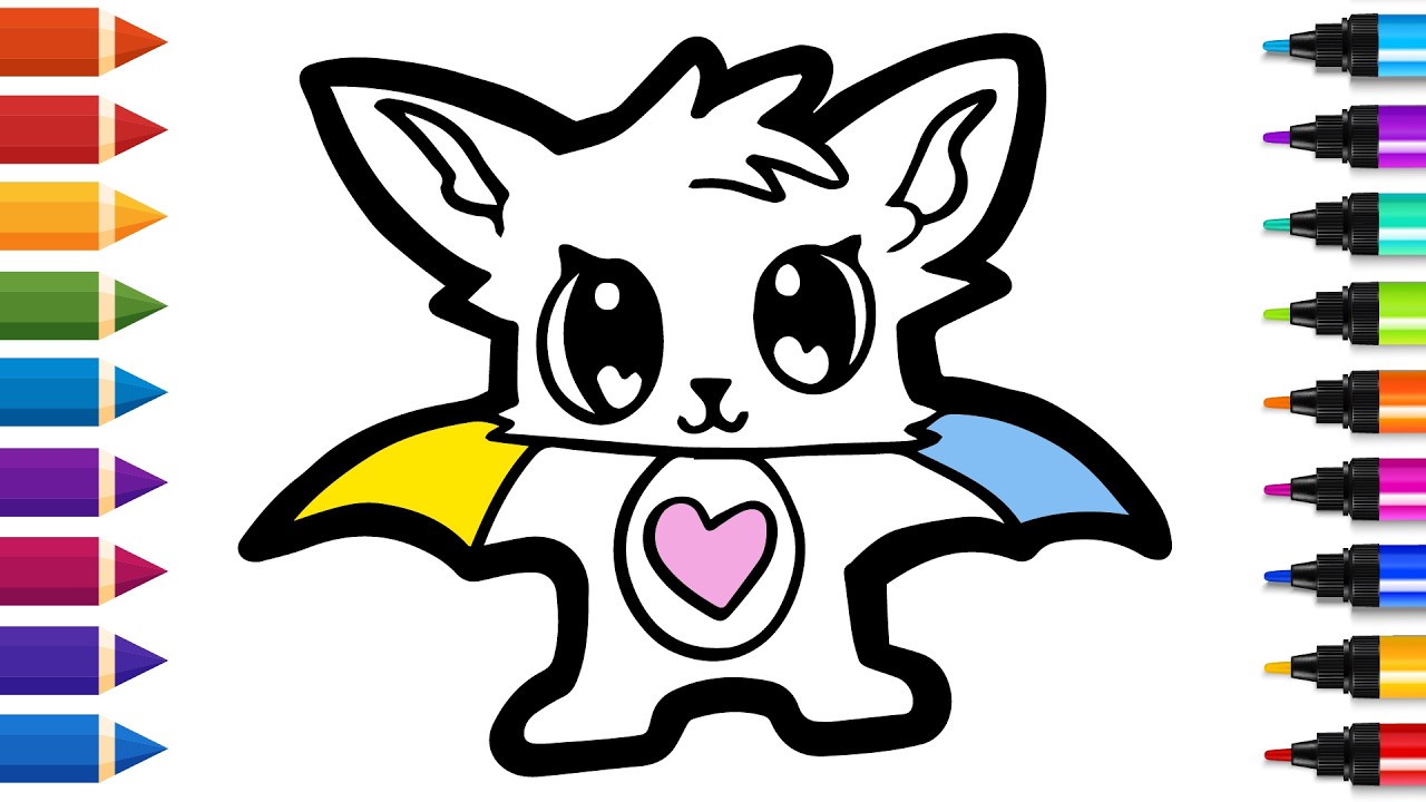 Drawing and Coloring a Cute Bat | Easy Step By Step Tutorial