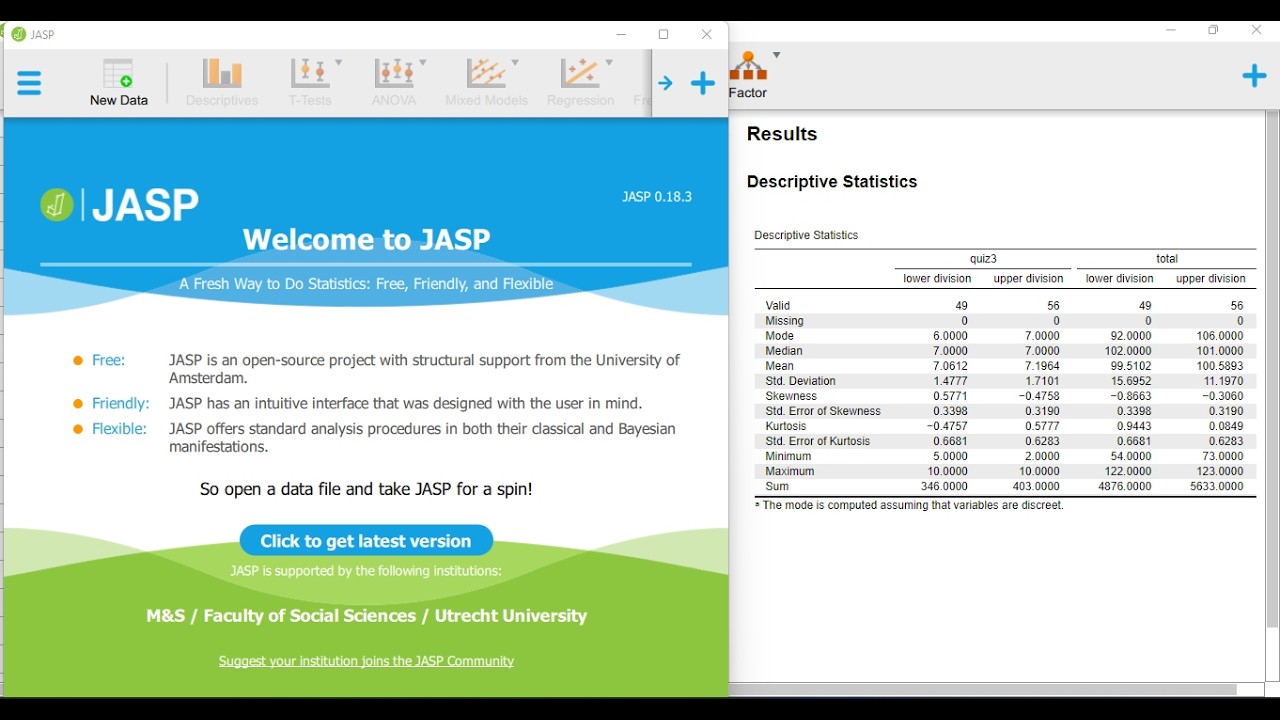 Descriptive Statistics in JASP