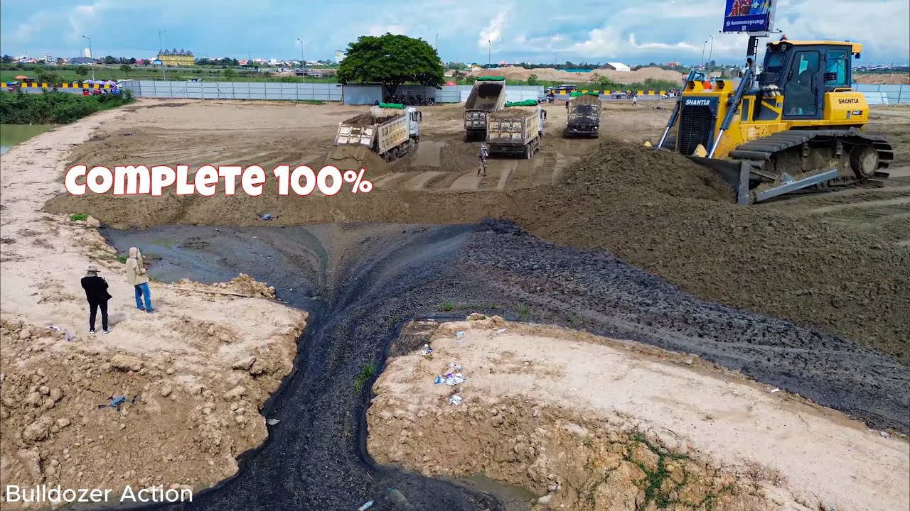 Ultimate Complete 100%! Fill the pond with the powerful SHANTUI DH17c2 dozer and dump truck