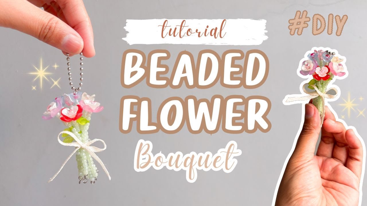 DIY BOUQUET BUNGA DARI MANIK | BEADED BOUQUET FLOWER | BEADS | MANIK | BAG CHARM | KEY CHAIN