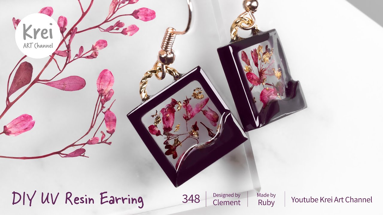 【しUV レジン】DIYでドライフラワーを使ってイヤリングを作りました〜♪UV Resin -DIY Dried Flower in UV Resin Earring!!