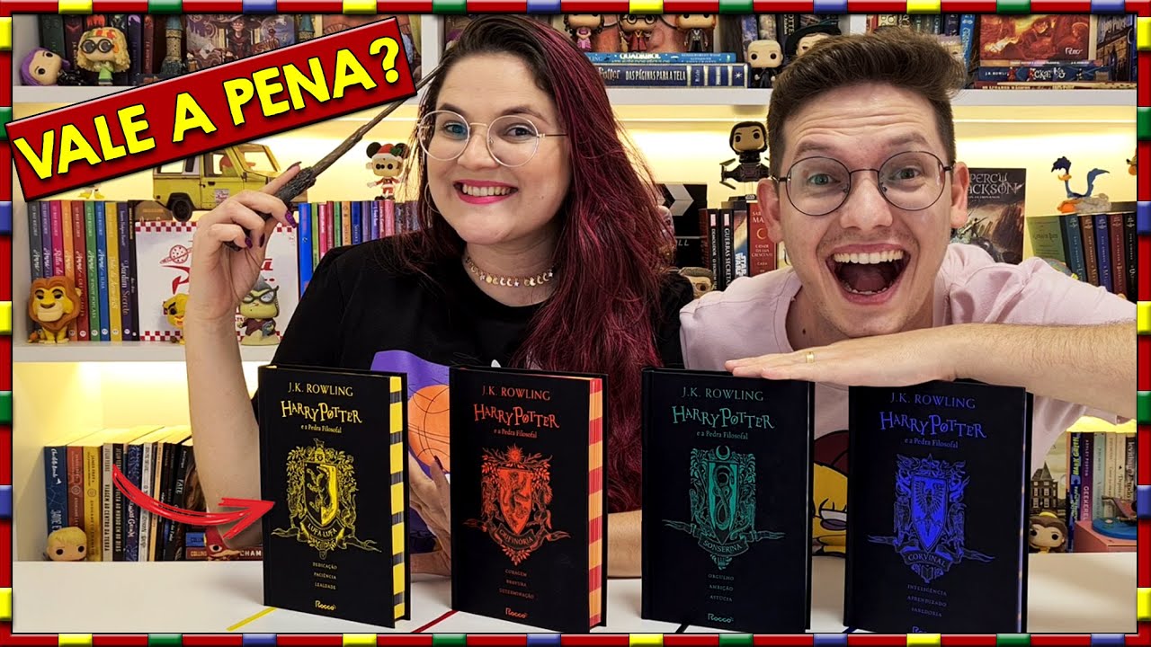 REVIEW HARRY POTTER E A PEDRA FILOSOFAL CASAS DE HOGWARTS! 🦁🐍🦅🦡