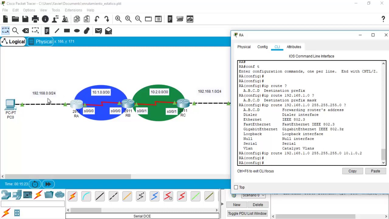 Enrutamiento Est&aacute;tico en Packet Tracer