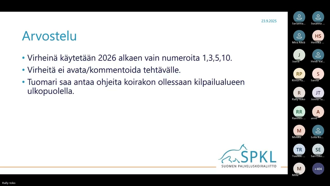 23.9.2025 tallenne - rally-tokon arvostelun perusteet 2026 HUOM: lue videon kuvauksesta oikaisu!