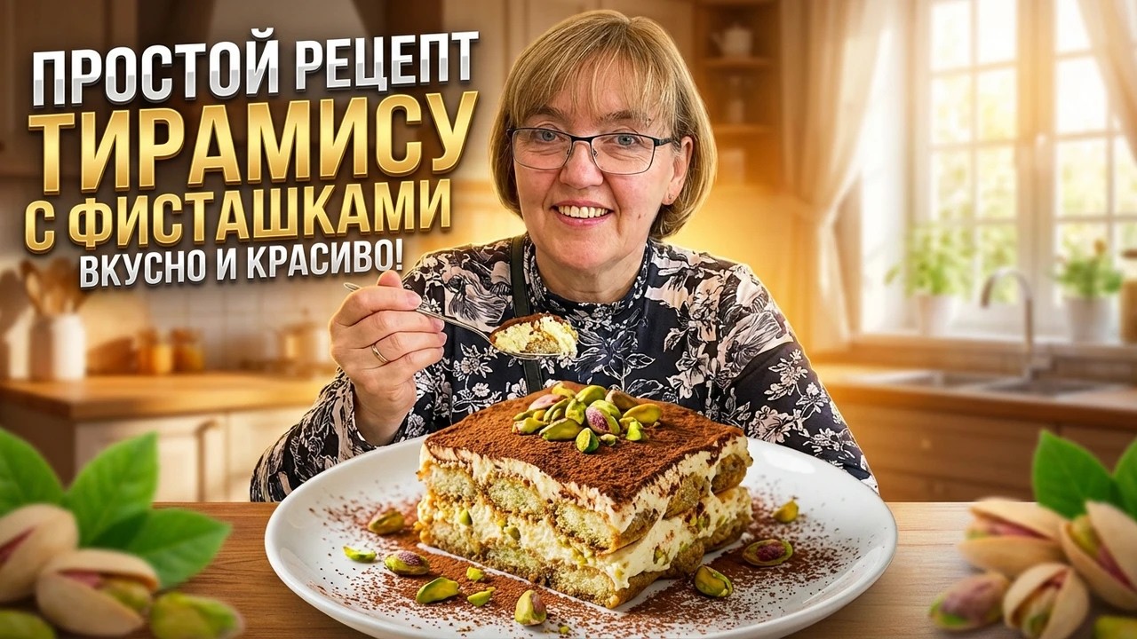 Простой рецепт тирамису с фисташками.