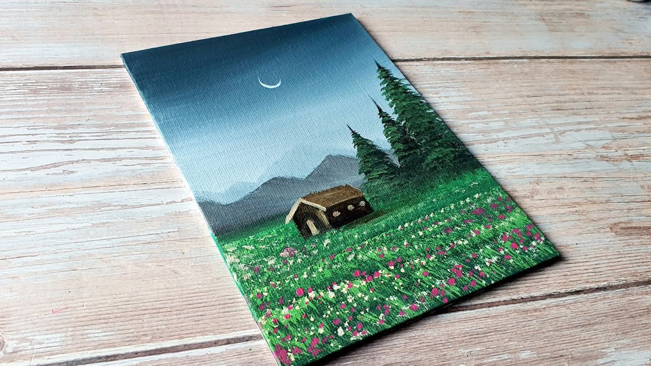 simple landscape painting idea / easy acrylic painting ideas for beginners ✨️