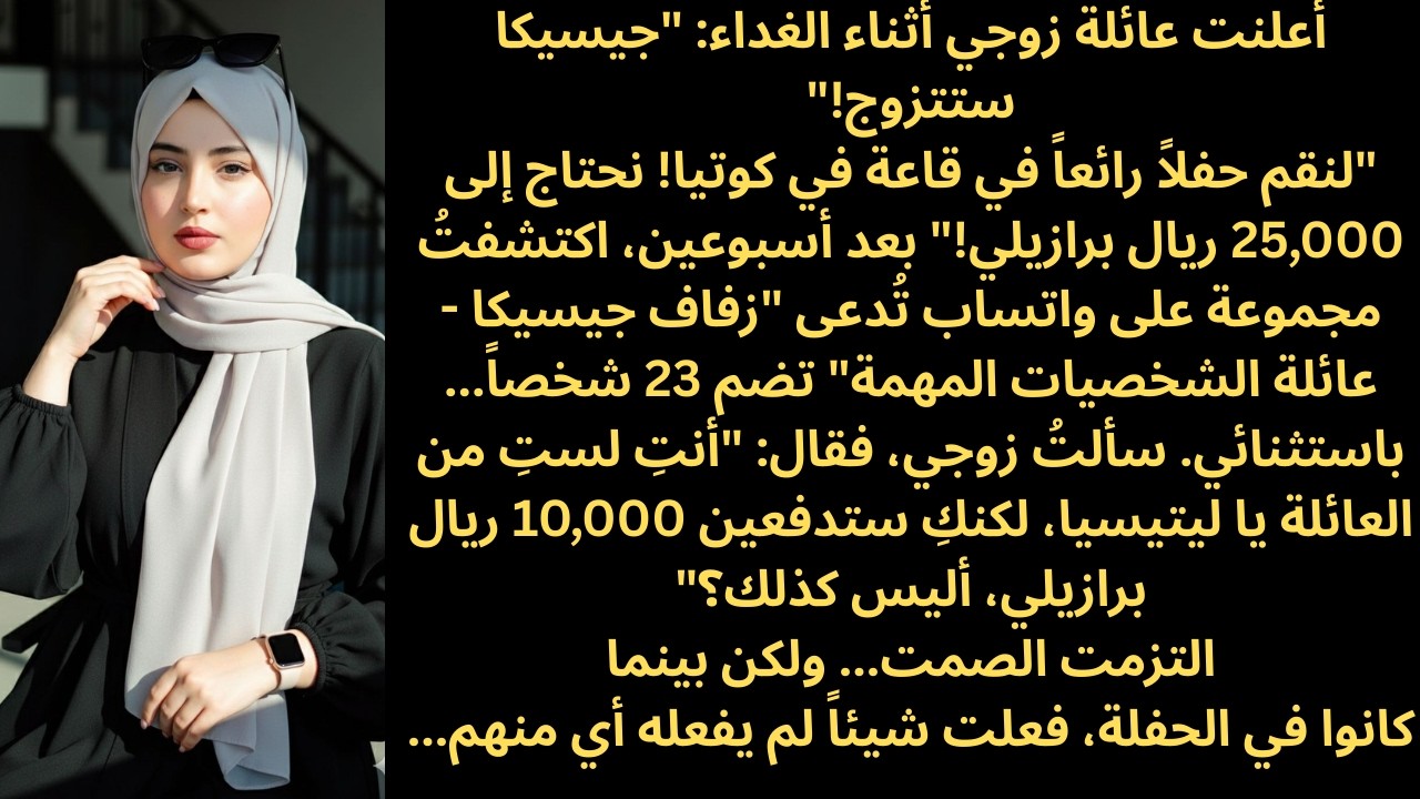 طلبت عائلة زوجي مبلغ 10000 ريال برازيلي لحفل زفاف أخت زوجته، لكنهم استبعدوني من المجموعة 