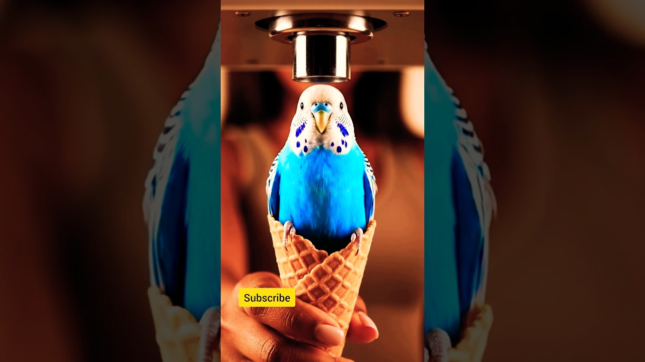 Magical parrot appears from ice cream cone 