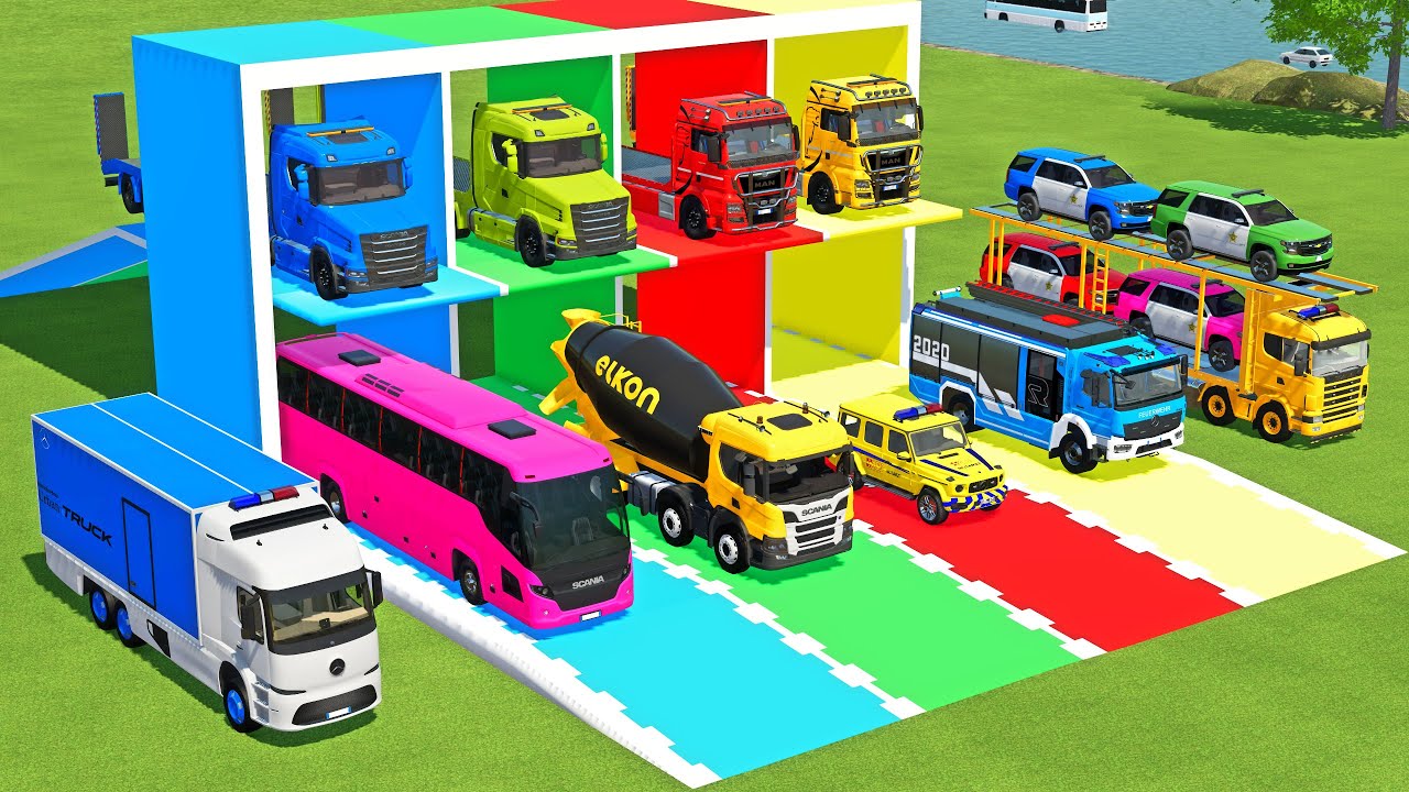 TRANSPORTING AMBULANCE, FORD POLICE, SERVICE TRUCK, FIRE DEPARTEMENT, MERCEDES MINI BUS - FS22