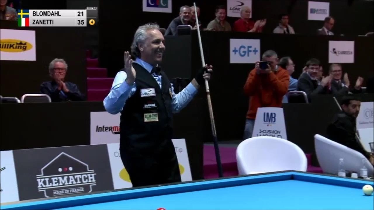 Marco Zanetti vs Torbjorn Blomdahl - 3 cushion World Championship 2016 - Last 16 (Highlights)