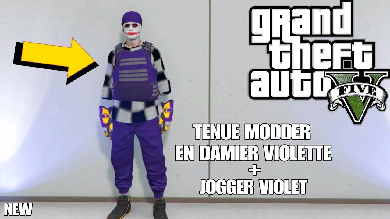 AVOIR UNE TENUE MODDER EN DAMIER VIOLETTE + JOGGER VIOLET SUR GTA 5 ONLINE | 1.50 | PS4/XBOX/PC |
