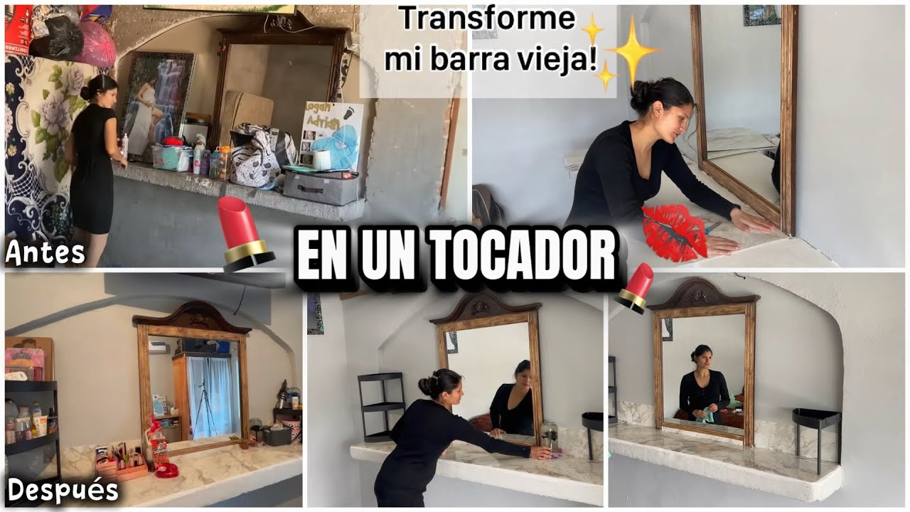 CON POCO PRESUPUESTO💰TRANSFORME MI BARRA VIEJA EN UN TOCADOR👄💄💋 #amadecasa #limpieza #cambios