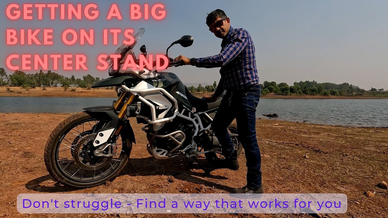 get a big motorcycle on center stand, Don't struggle, find a way...