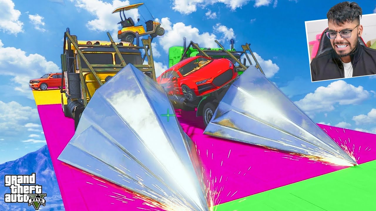 Cars Vs Cars Challenge 555.555% People Fall Down in The Ocean in This GTA 5 Race!