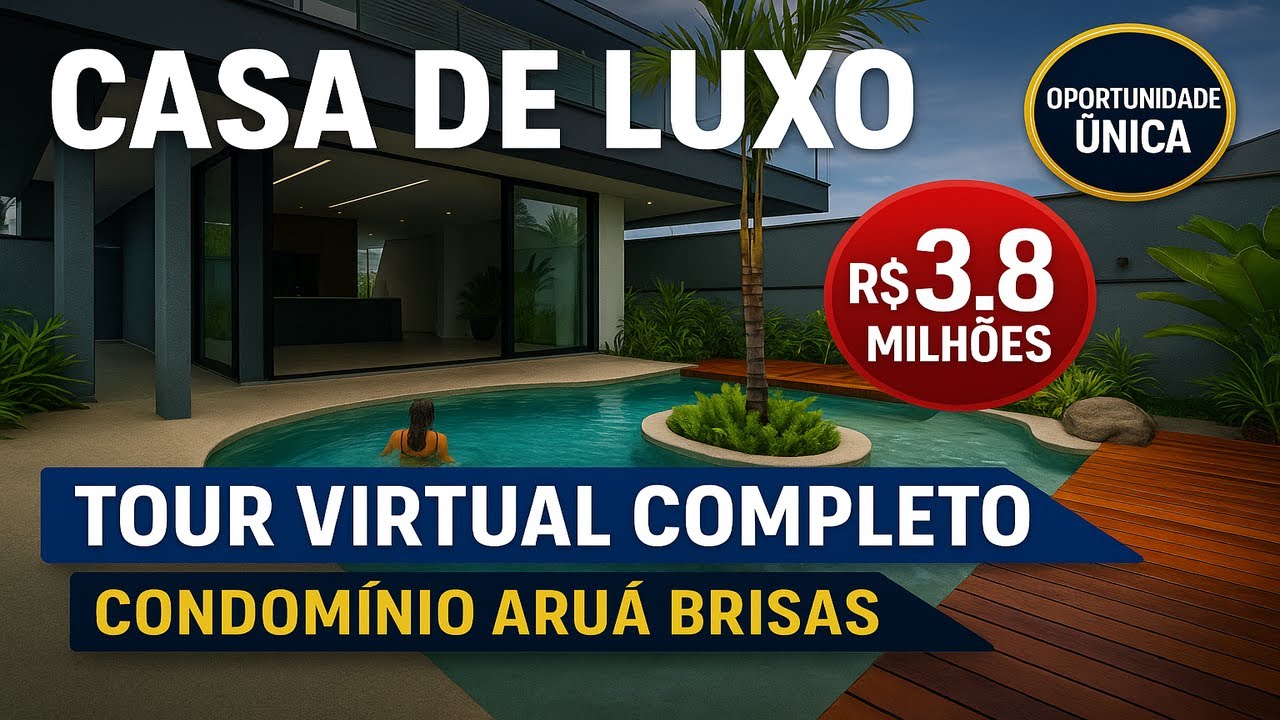 Tour Virtual Casa de Luxo Mobiliada à Venda Condomínio Aruã Brisas 279m² 3 Suítes | Mogi das Cruzes