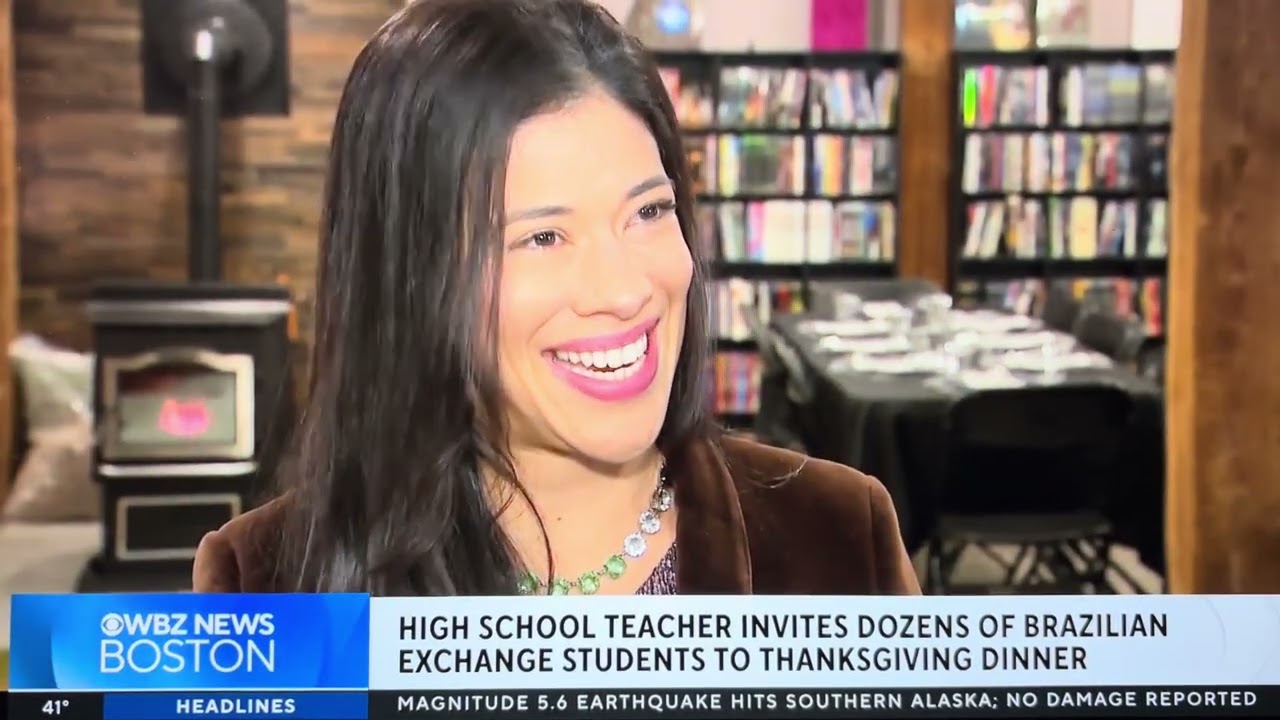 WBZ-TV Story on Worcester Tech Teacher Hosting Brazilian Students for Thanksgiving