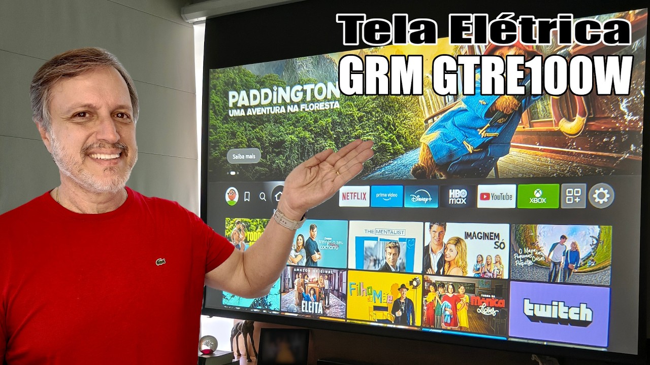 Tela de Proje&ccedil;&atilde;o El&eacute;trica GRM GTRE100W | Unboxing, Instala&ccedil;&atilde;o e Teste Completo