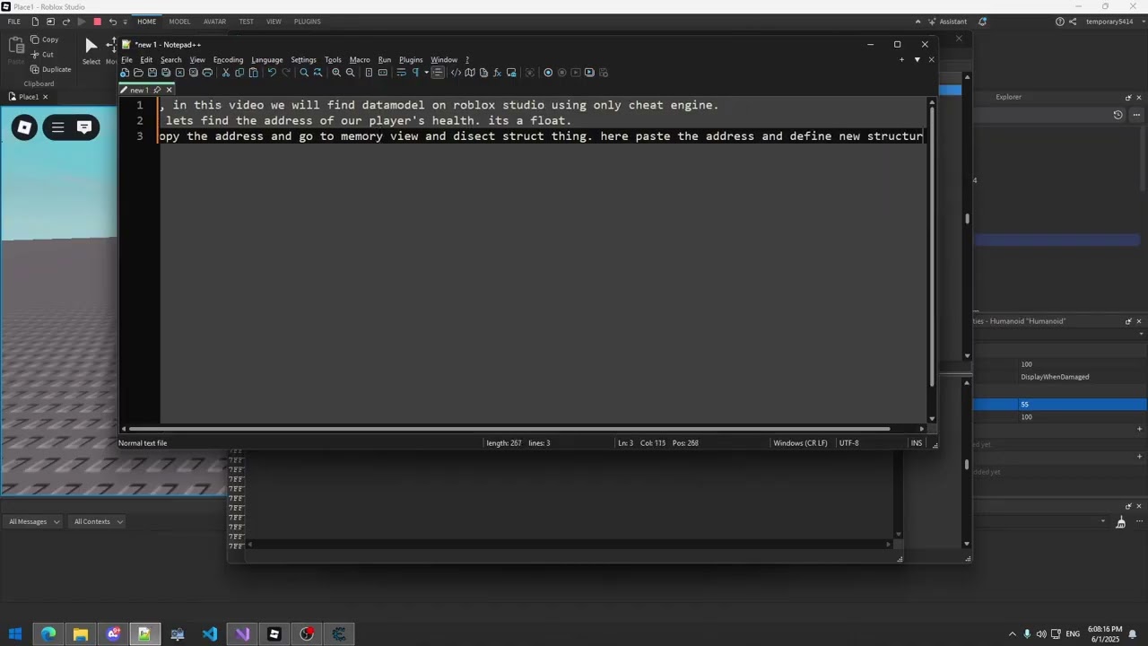 Finding datamodel on Roblox Studio using cheat engine